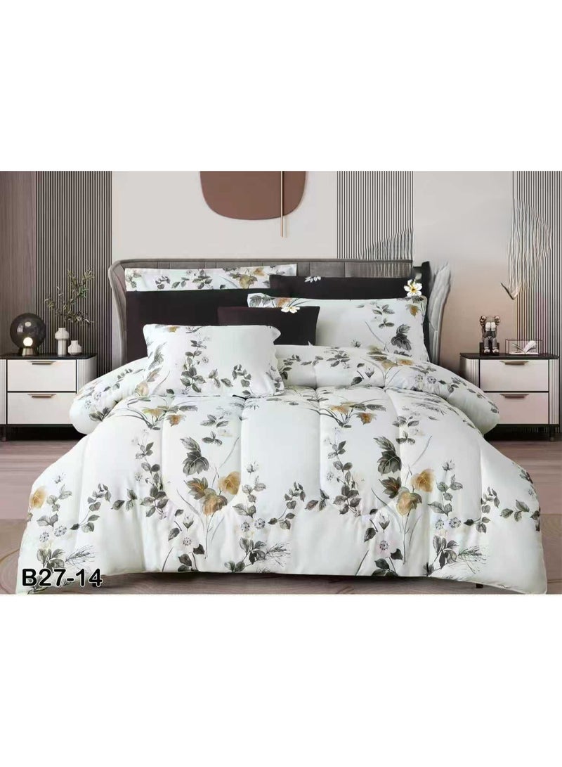SFT Luxury summer double bed sheet set made of microfiber material, 8 pieces: 1 quilt 260*240cm, 1 sheet 200*200cm, 4 pillowcases 50*75cm, 2 cushion covers 45*45cm. - Image 1